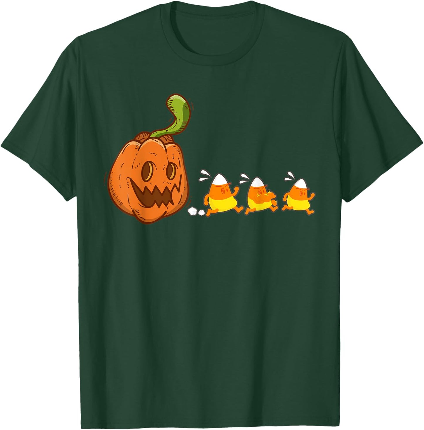 Pumpkin Ghost Eating Candy Corn Video Game Halloween 2020 T-Shirt - T-Shirt | Forest