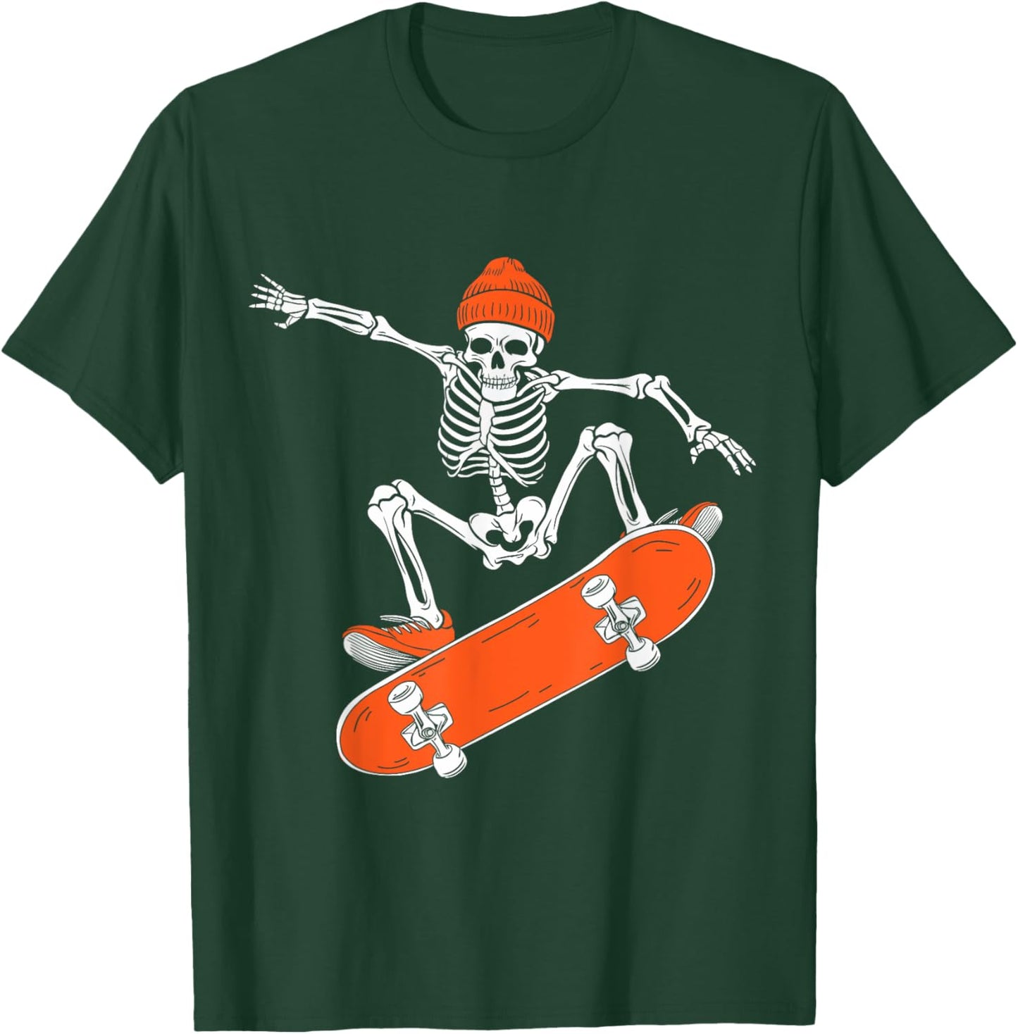 Skateboarding Skeleton Riding Skateboard Halloween Skater T-Shirt - T-Shirt | Forest