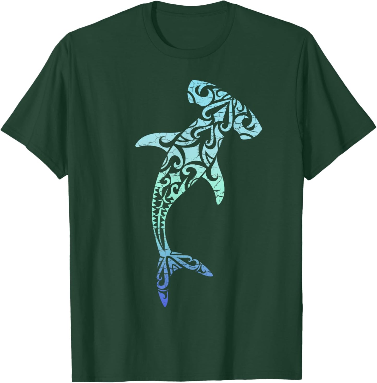 Hawaii Polynesian Tribal Hammerhead Shark Aloha State T-Shirt - T-Shirt | Forest