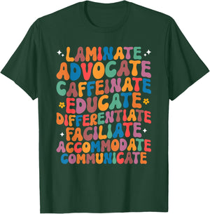 Sped Caffeinate Advocate Laminate Educate Teacher Men Women Kids T-Shirt - T-Shirt | Forest