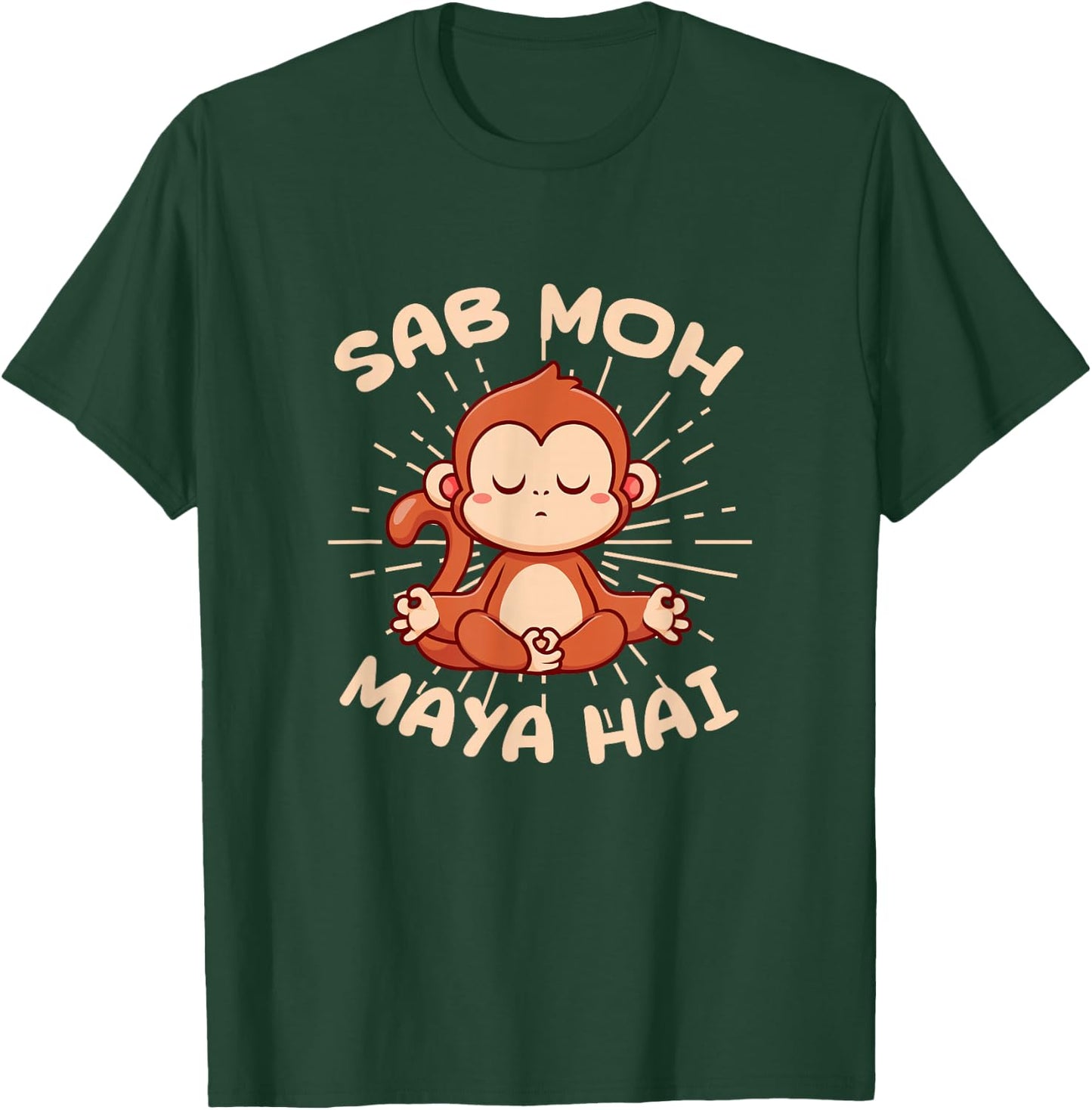 Sab Moh Maya Hai Hindi Meditation Monkey Yoga Hinduism T-Shirt - T-Shirt | Forest