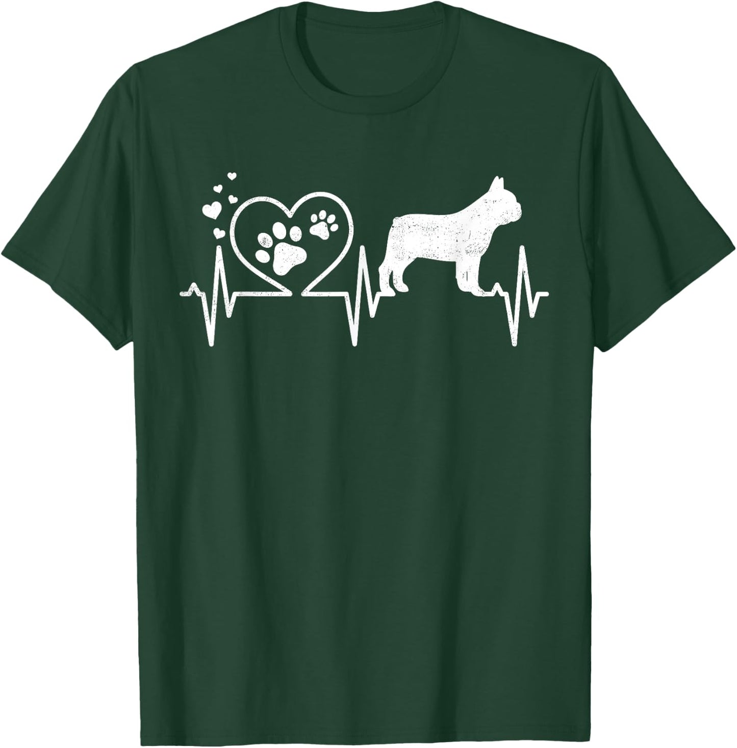 Frenchie French Bulldog Mom Mom Dad Heartbeat Women Kids T-Shirt - T-Shirt | Forest