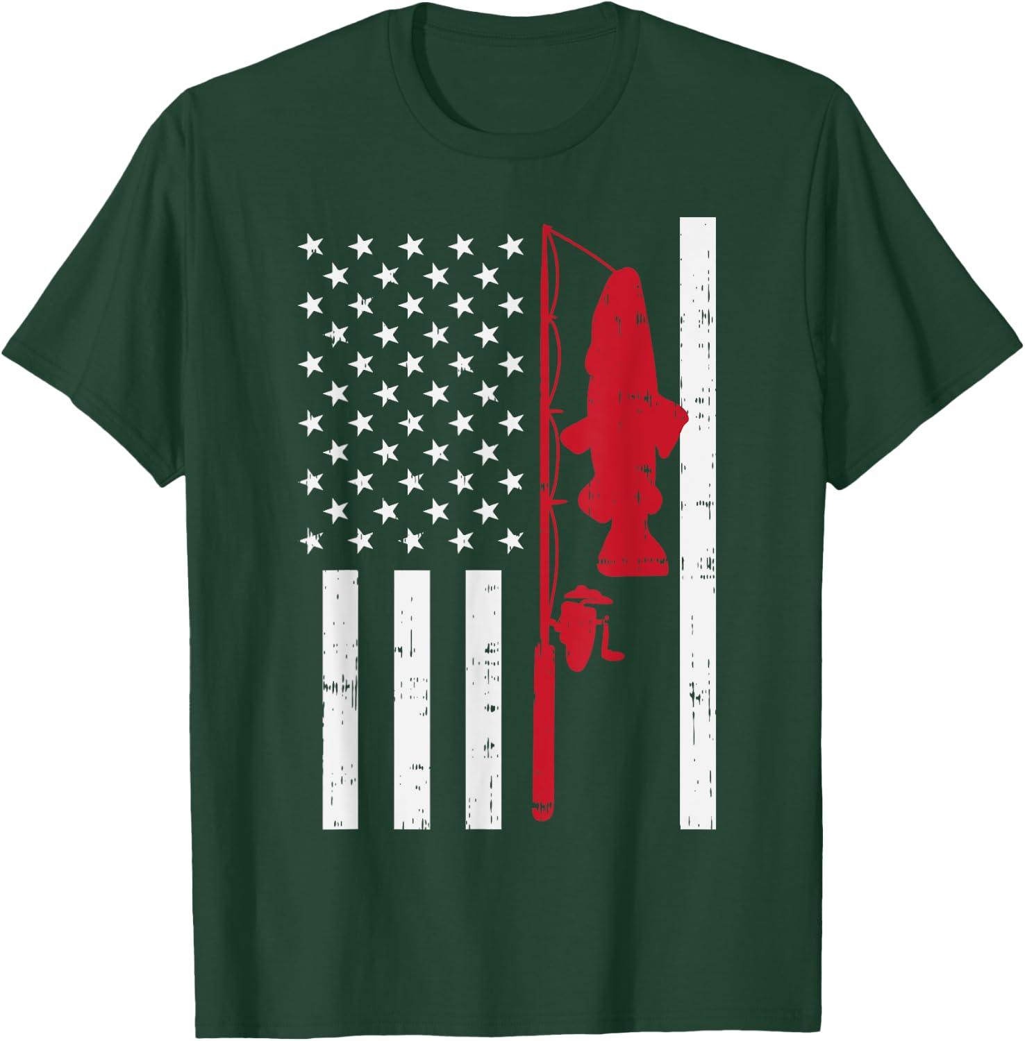 Red Line Flag Fish Firefighter Fishing Patriotic Angler Gift Girls Kids Men T-Shirt - T-Shirt | Forest