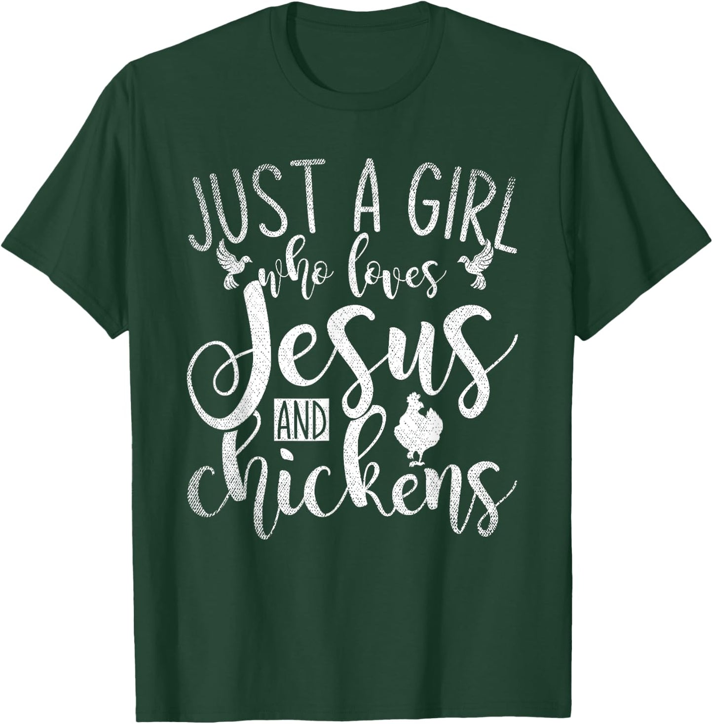 Funny Christian Farmer Women Girls Farm Chicken Faith Jesus T-Shirt - T-Shirt | Forest