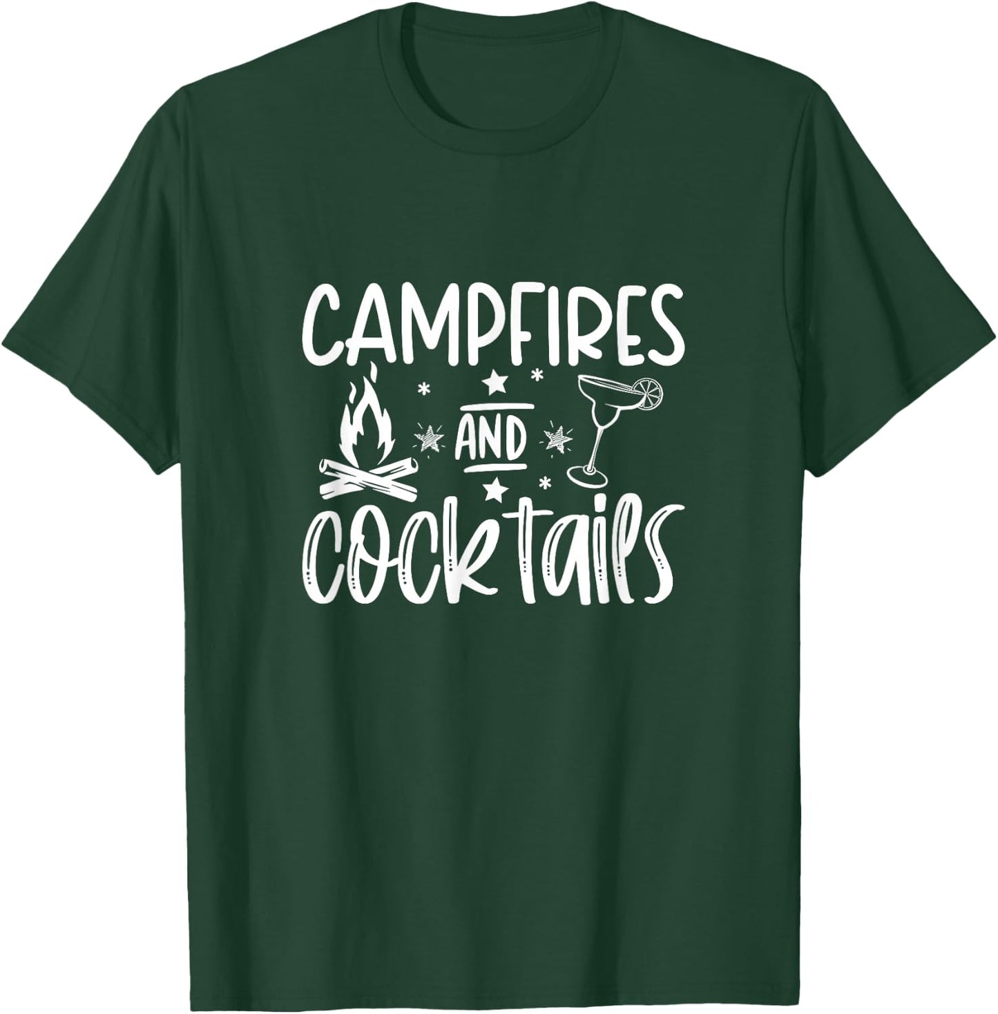 Campfires and Cocktails funny camper camping funny drinking T-Shirt - T-Shirt | Forest