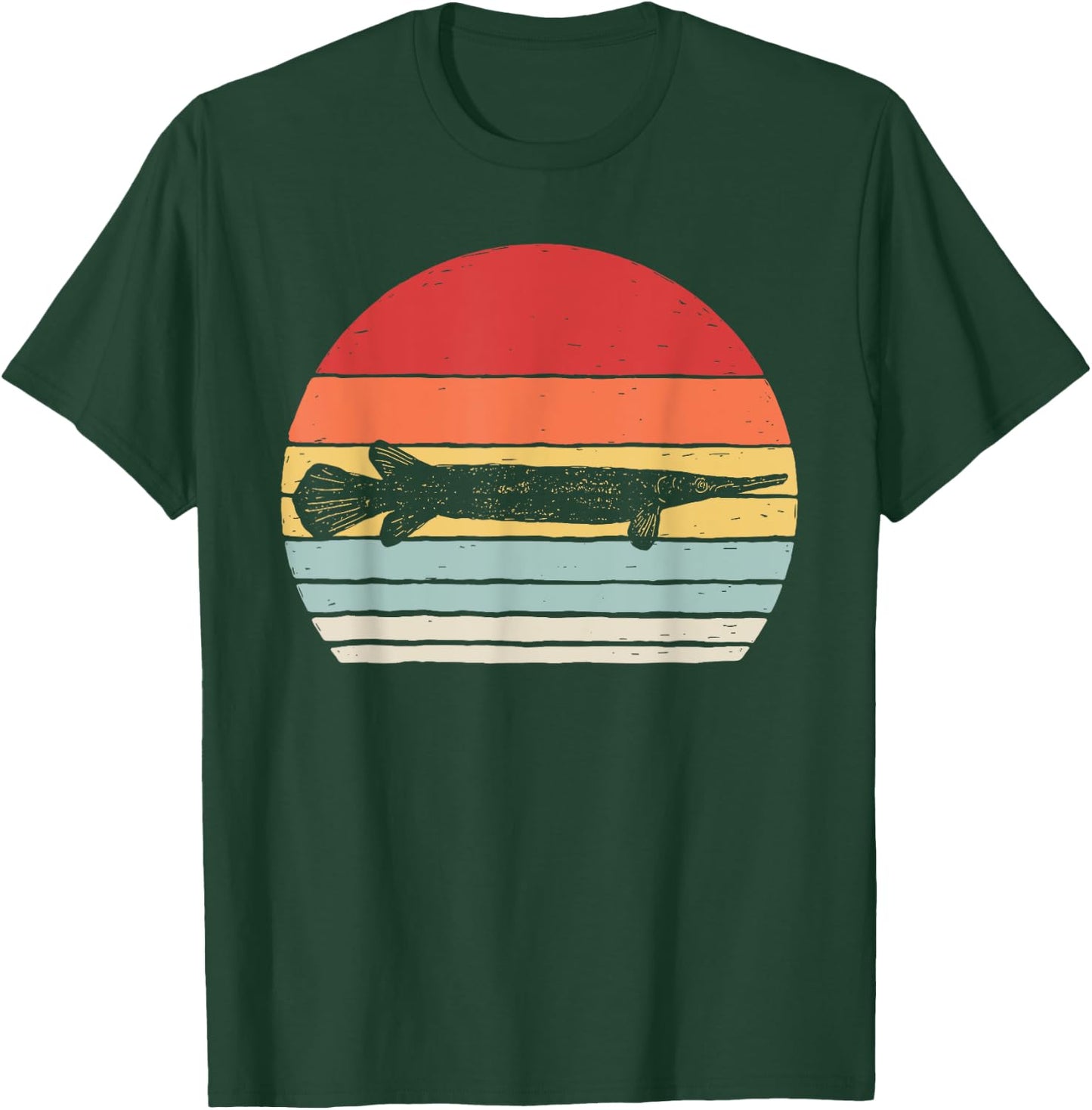 Catch Some Rays Vintage Retro Gar Fish Graphic - Black, Small T-Shirt - T-Shirt | Forest