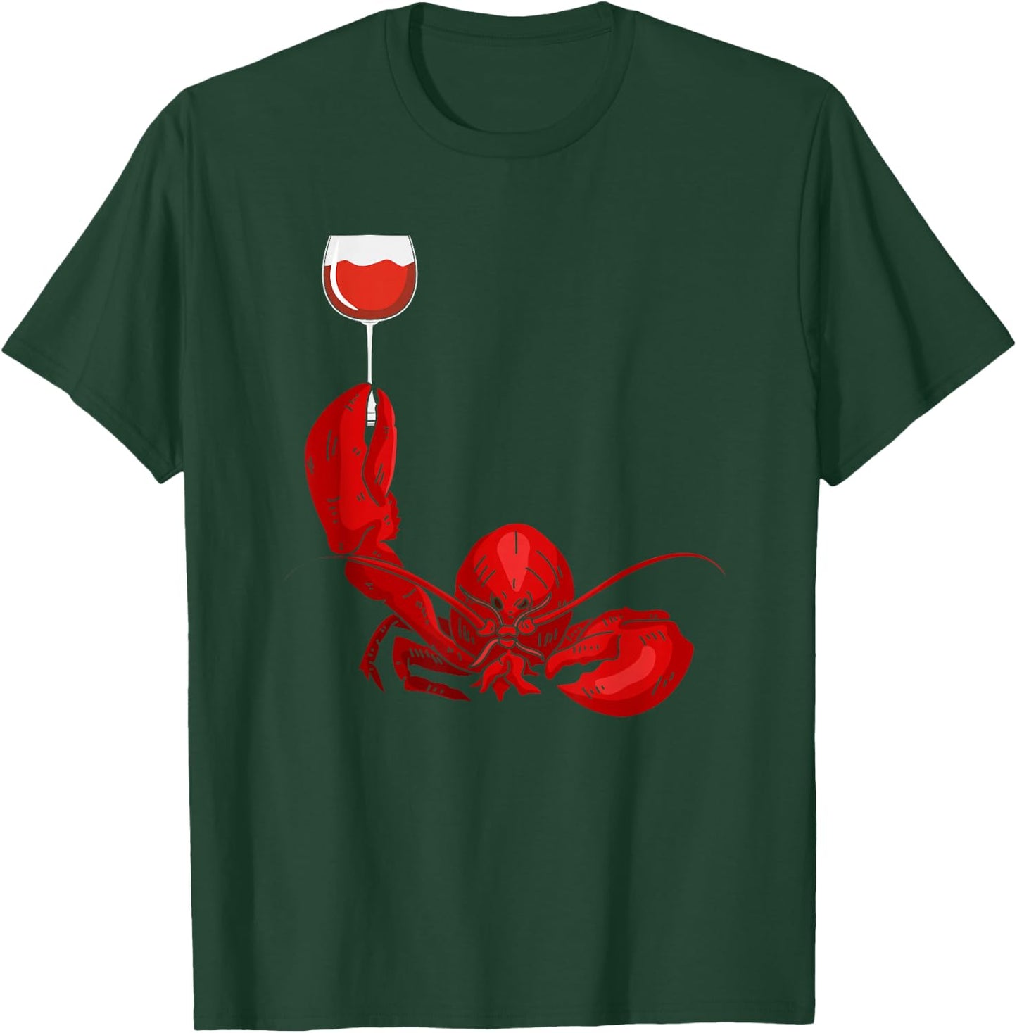 Lobster and Wine Drinking for Wine Seafood Lover T-Shirt - T-Shirt | Forest
