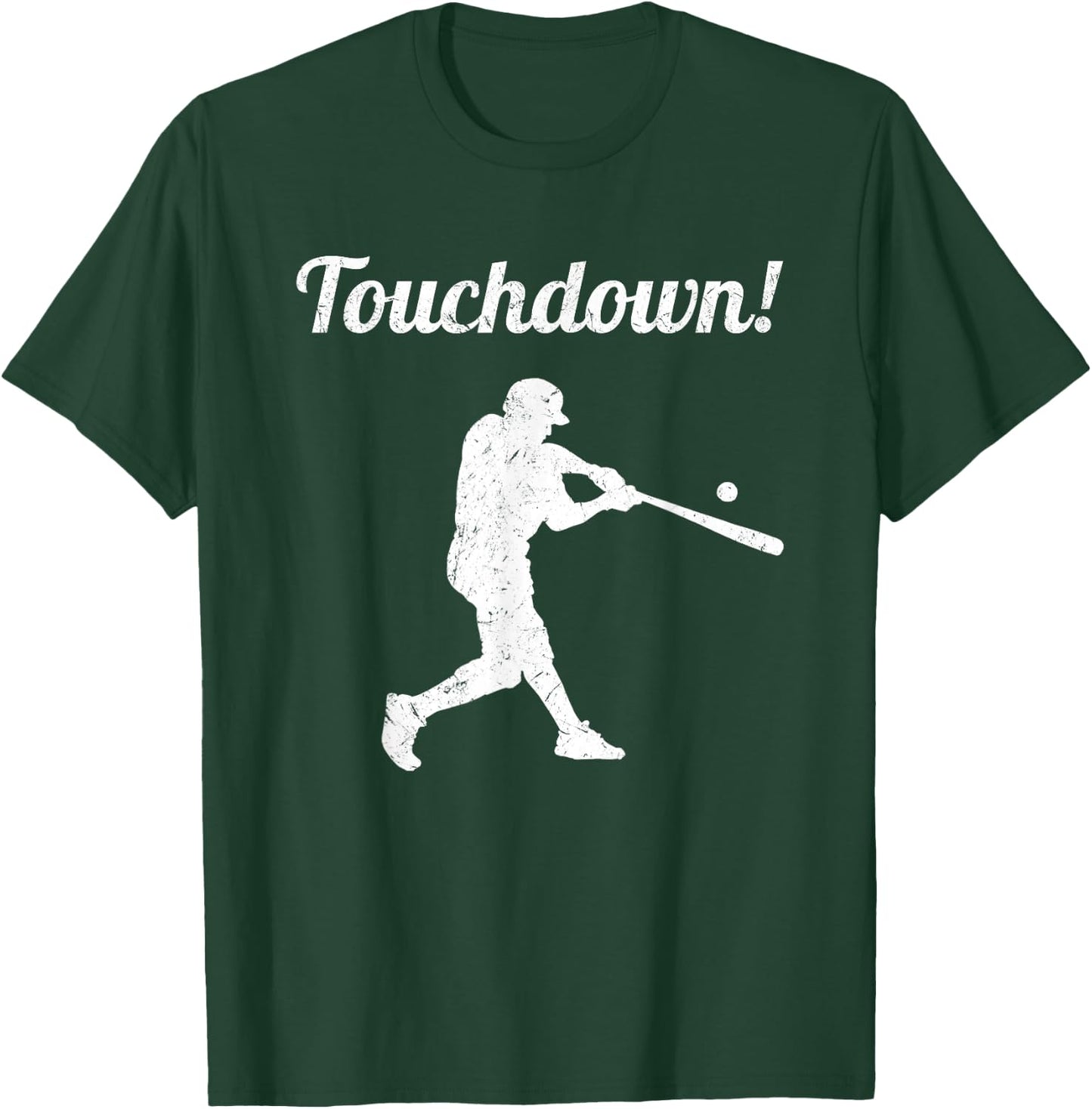Touchdown Baseball Vintage Retro Baseball Player Gift T-Shirt - T-Shirt | Forest