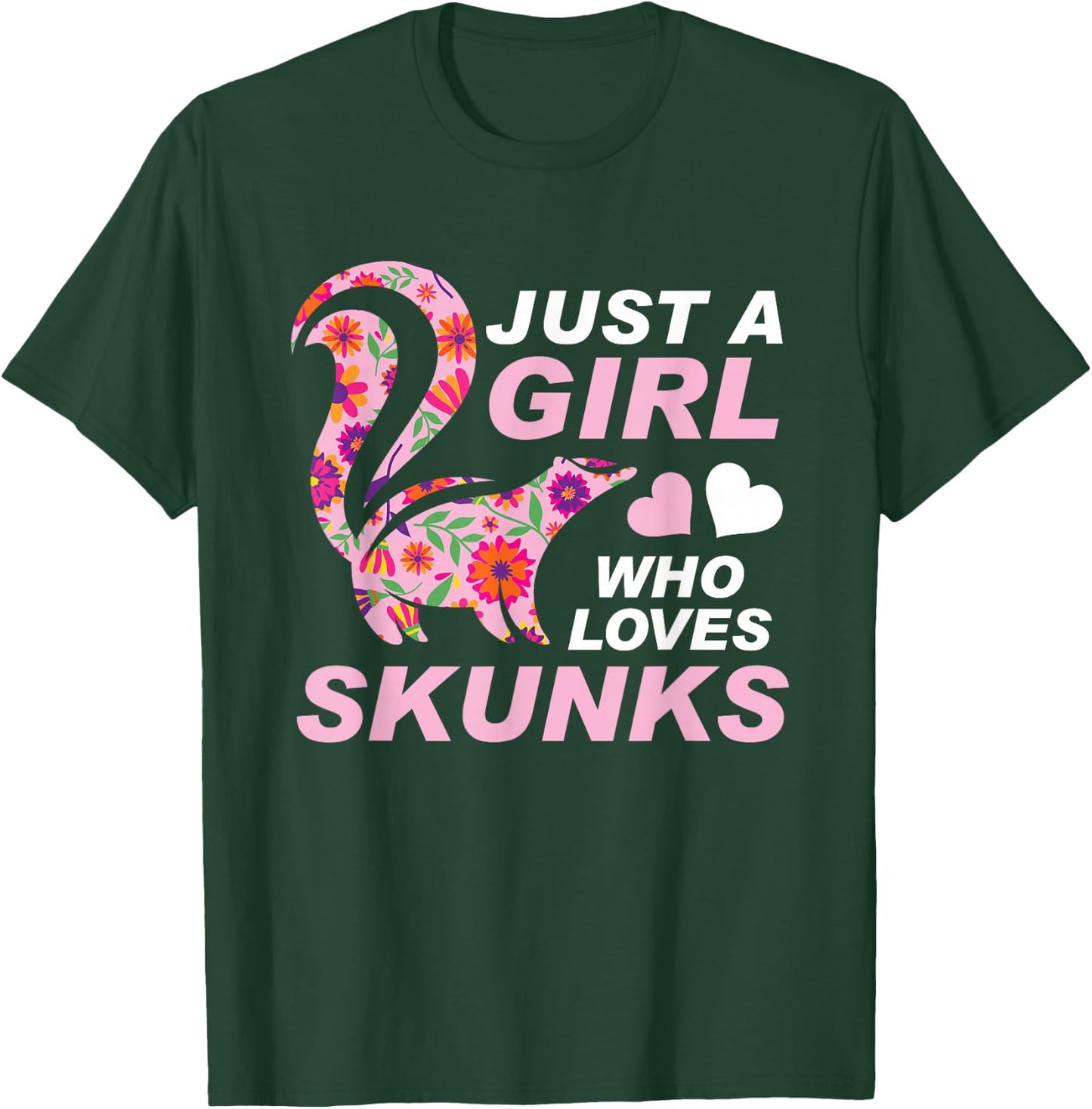 Just A Girl Who Loves Skunks Vintage Retro Skunk Gift T-Shirt - T-Shirt | Forest