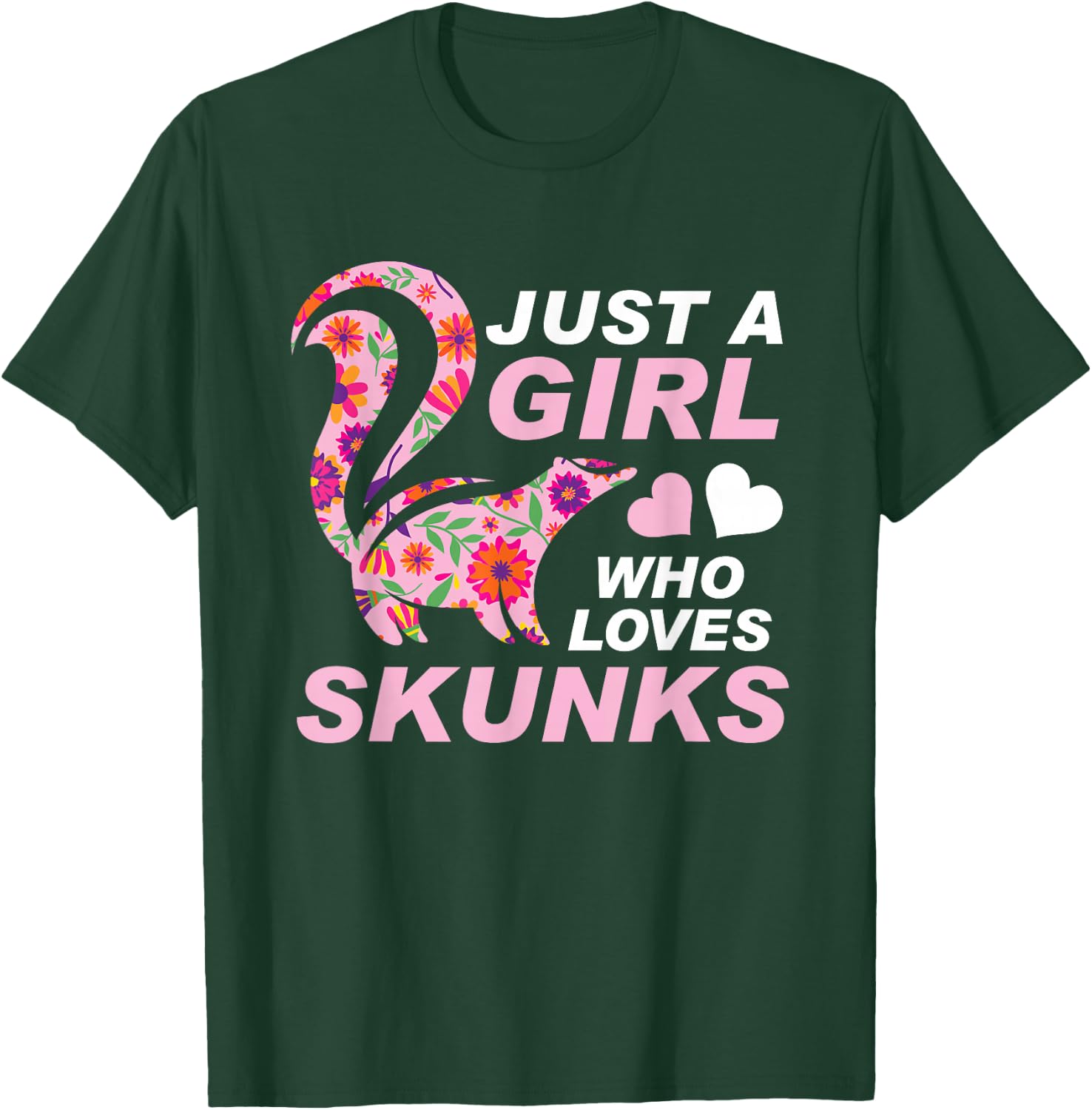 Just A Girl Who Loves Skunks Vintage Retro Skunk Gift T-Shirt - T-Shirt | Forest
