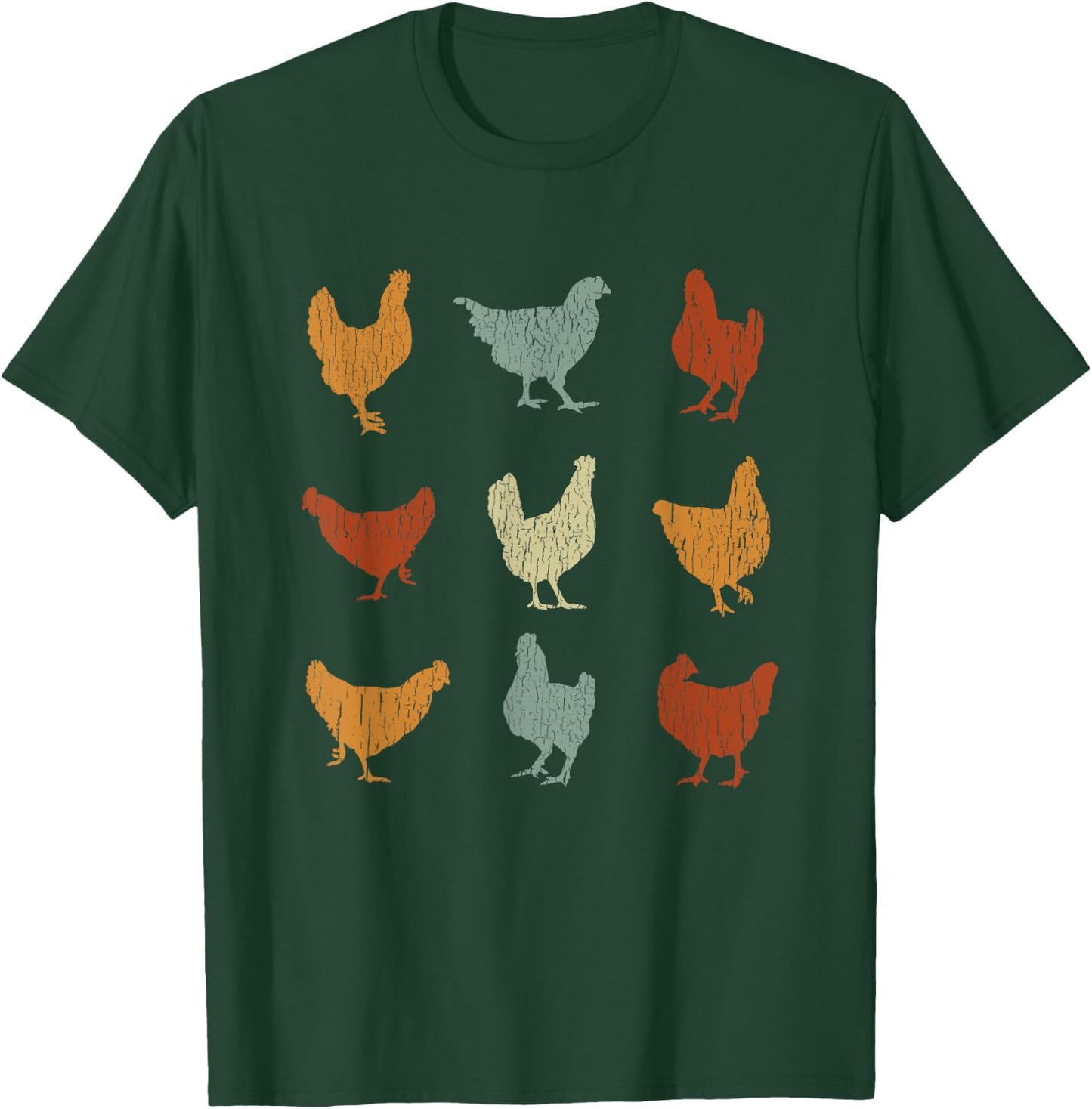 Cool Retro Domesticated Birds Animal Lover Outfit Vintage Chickens Funny Cute Farm Pet Owner Gift -Adults Black Small Classic Fit Short Sleeve Cotton Blend Chicken-Print T-Shirt - T-Shirt | Forest