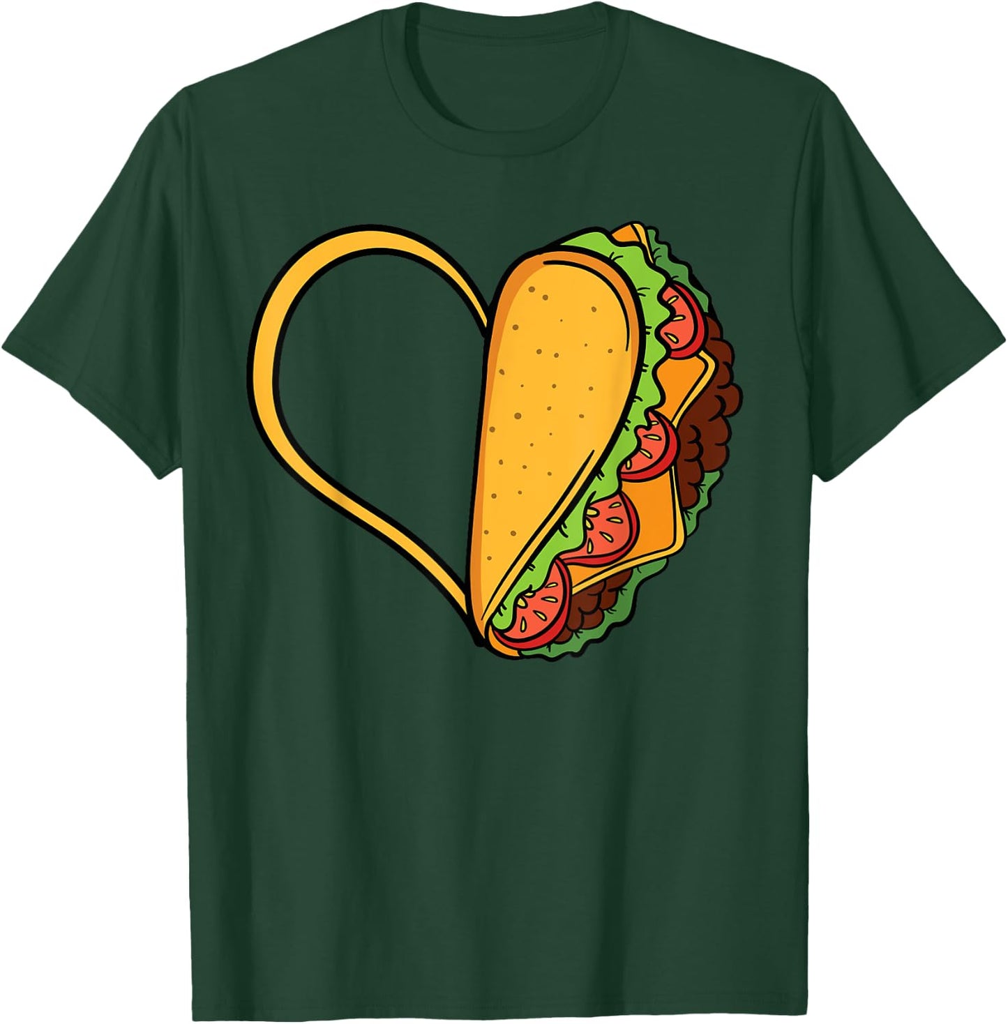 Tacos Heart Mexican Dish Street Food Chili Taquitos Flautas T-Shirt - T-Shirt | Forest