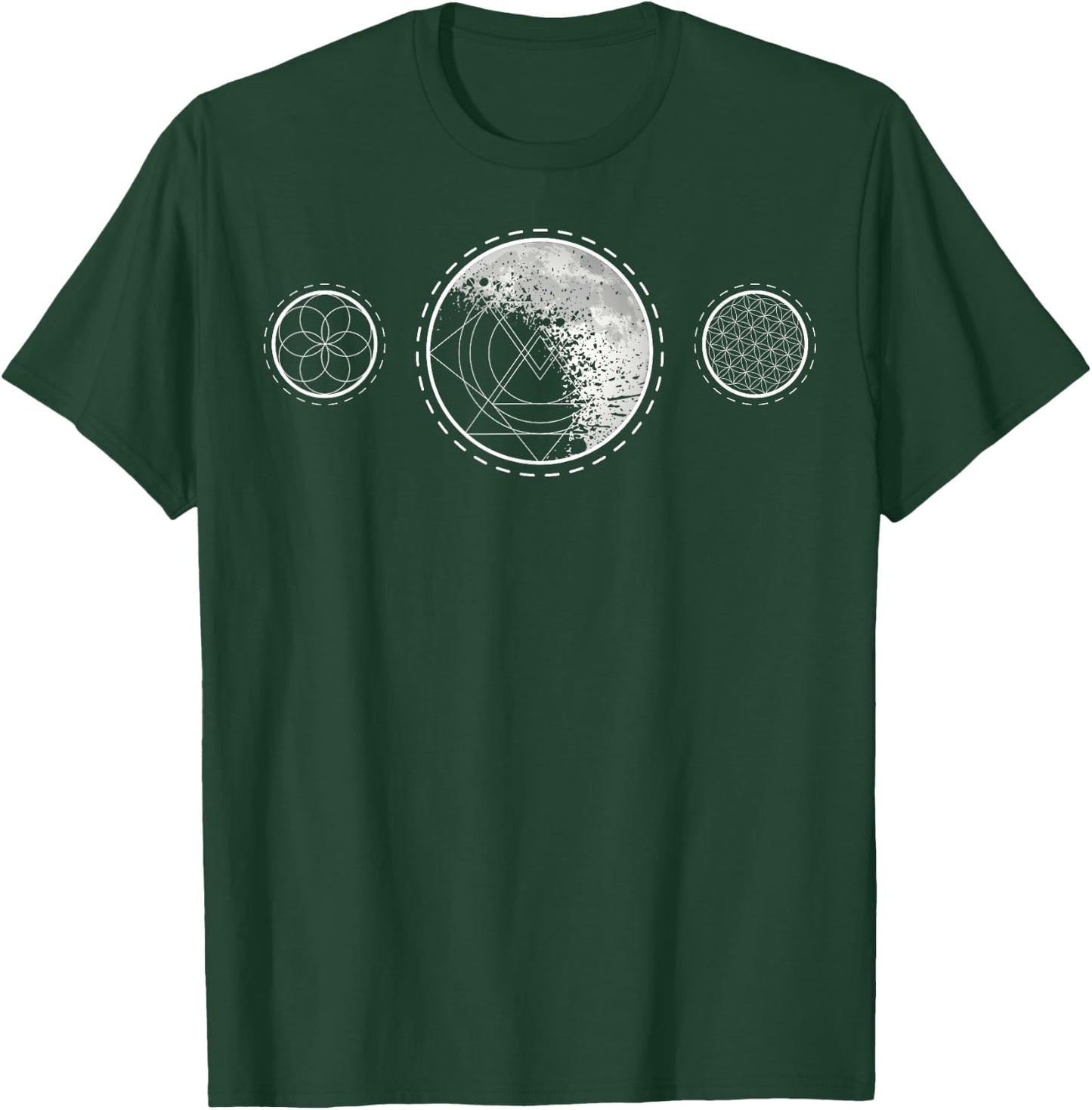 Sacred Geometry Moon for a Spiritual Zen Gothic Mandala T-Shirt - T-Shirt | Forest