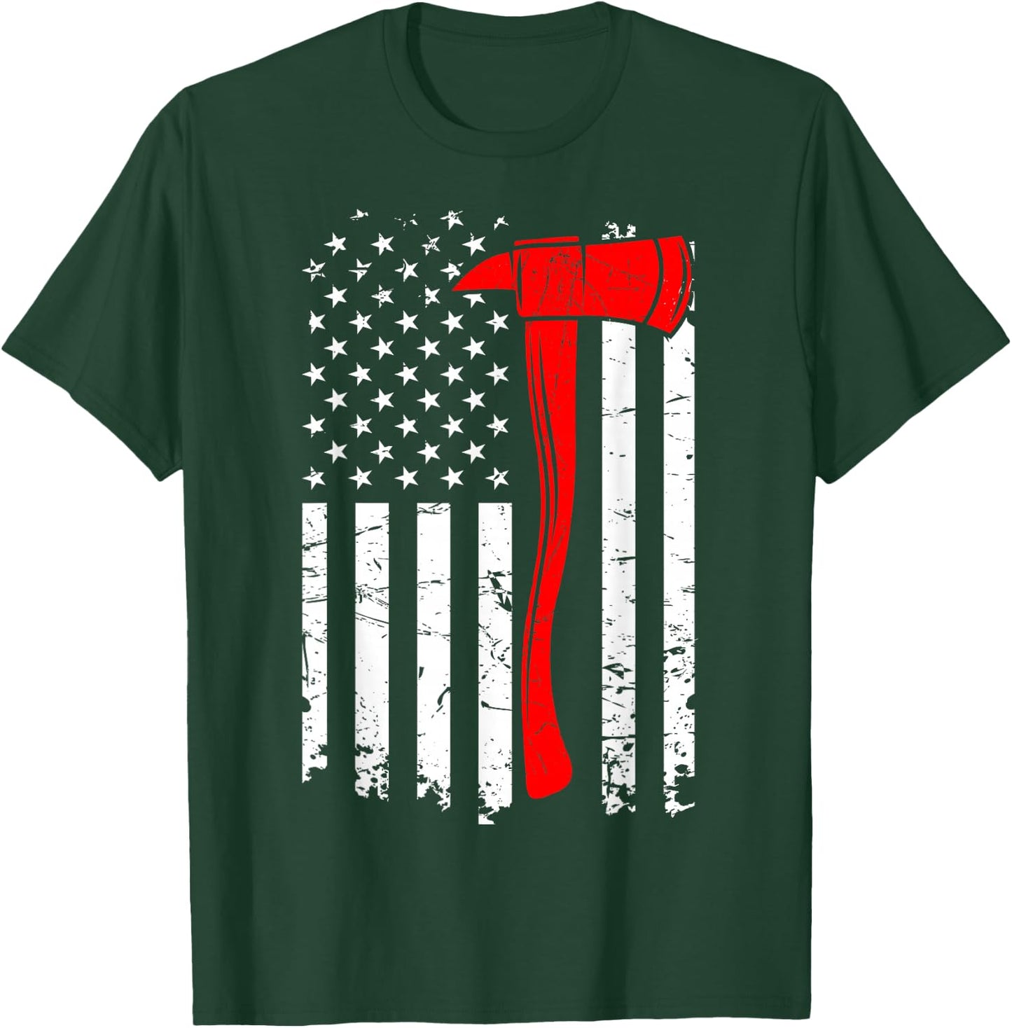 Firefighter Thin Red Line Fireman Firefighting Patriotic T-Shirt - T-Shirt | Forest