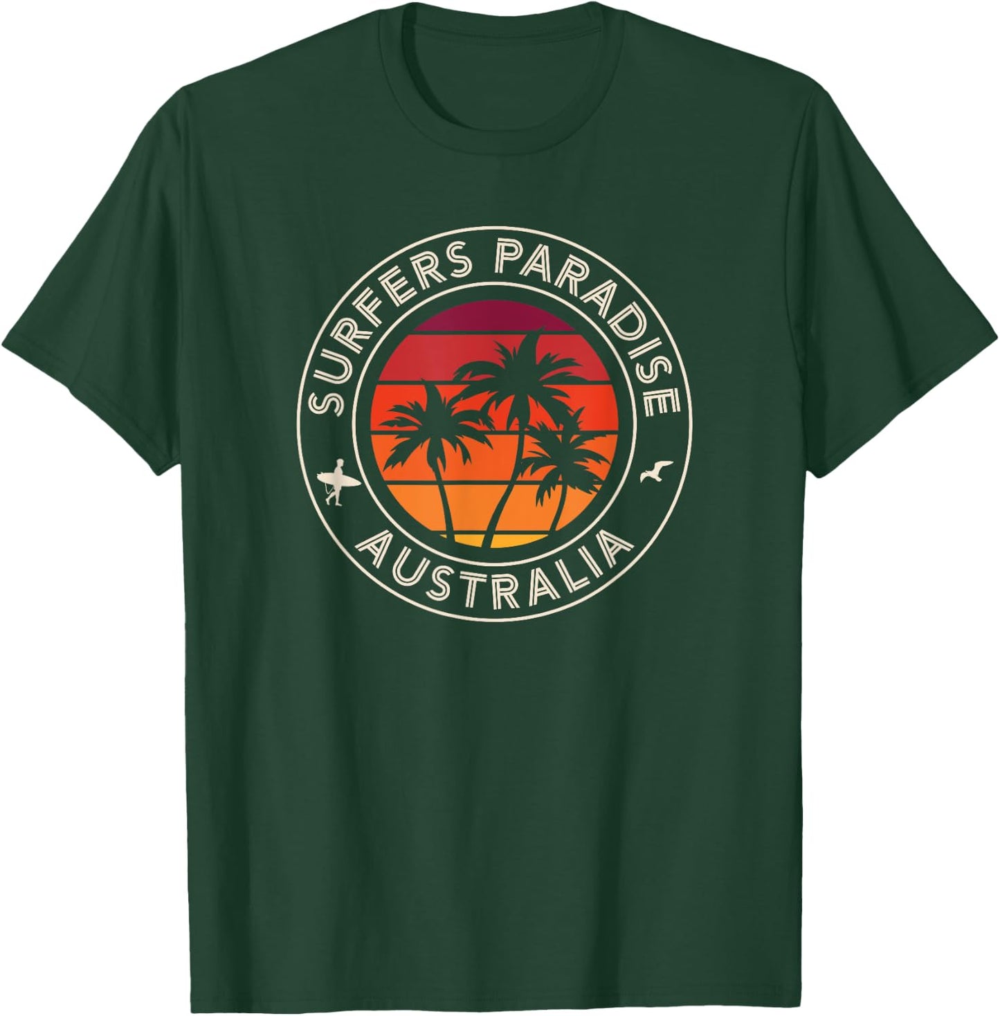 Australia Sunset Surfer and Seagull Surfer's Paradise T-Shirt - T-Shirt | Forest