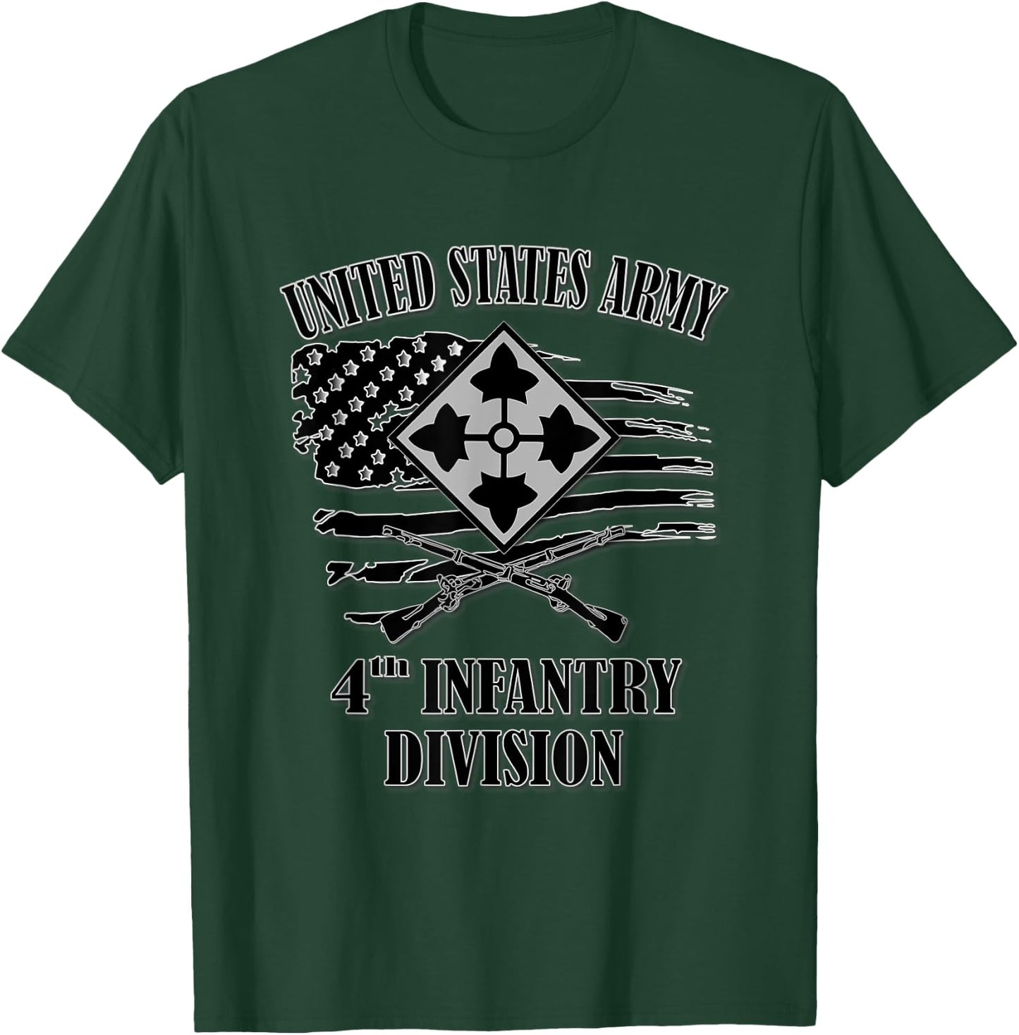 U.S. Army 4th Infantry Division (Front Design) T-Shirt - T-Shirt | Forest