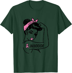 Fighting Breast Cancer Warrior Rosie Riveter Pink Women T-Shirt - T-Shirt | Forest