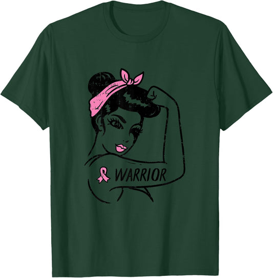 Fighting Breast Cancer Warrior Rosie Riveter Pink Women T-Shirt - T-Shirt | Forest