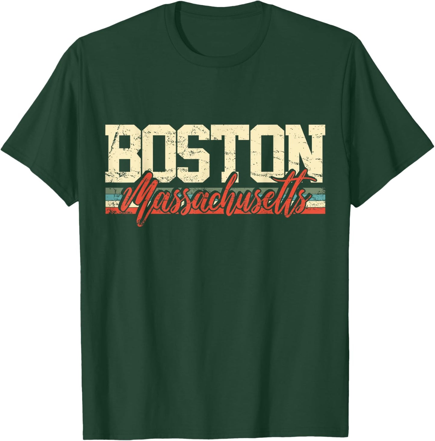 Boston Massachusetts Vintage Gift T-Shirt - T-Shirt | Forest