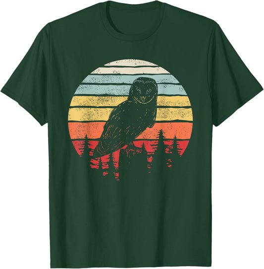 Vintage Retro Barn Owl Bird T-Shirt - T-Shirt | Forest