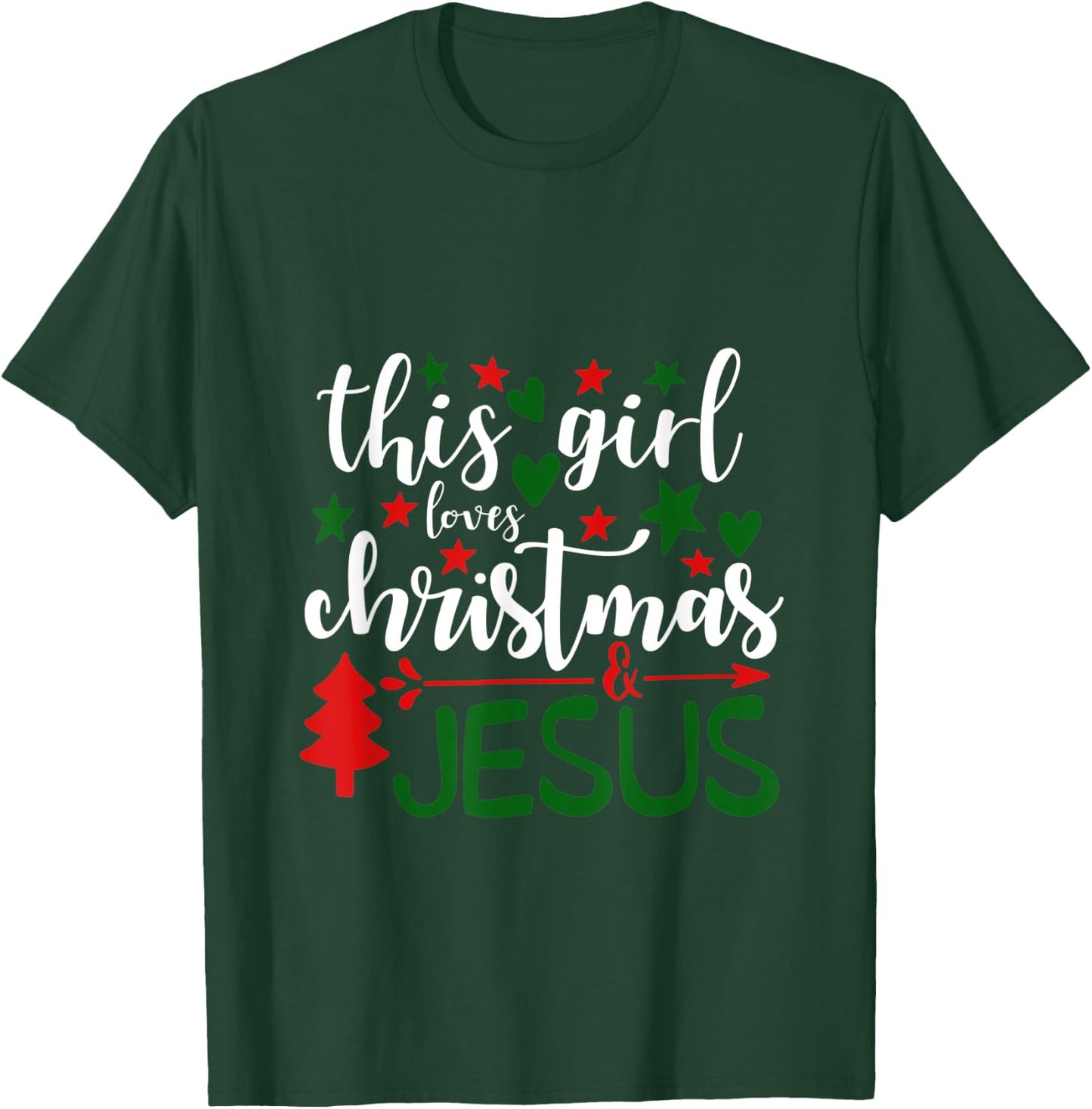 This Girls Loves Christmas and Jesus - Christian T-Shirt - T-Shirt | Forest