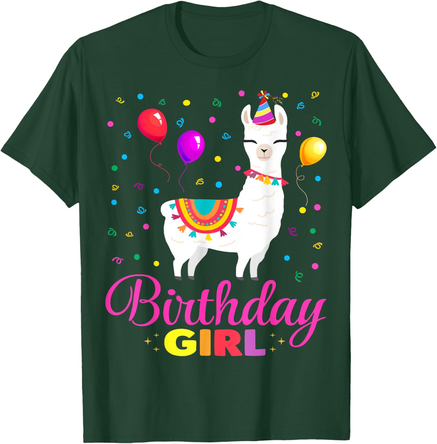 Cute Llama Shirt Party Animal Funny Gift Birthday Girl T-Shirt - T-Shirt | Forest
