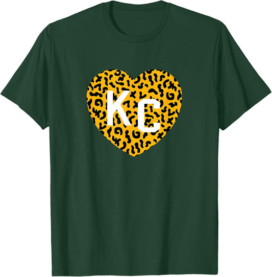 Kc Cheetah Animal Print Heart Kc Kansas City Cheetah Heart T-Shirt - T-Shirt | Forest