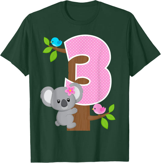 Koala Bear 3rd Birthday Girl 3 Year Old Birthday Koalas Bday T-Shirt - T-Shirt | Forest