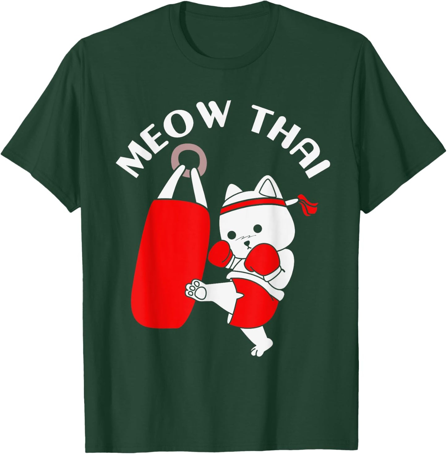 Muay Thai Cat Meow Thai Men Women Girls Kids T-Shirt - T-Shirt | Forest