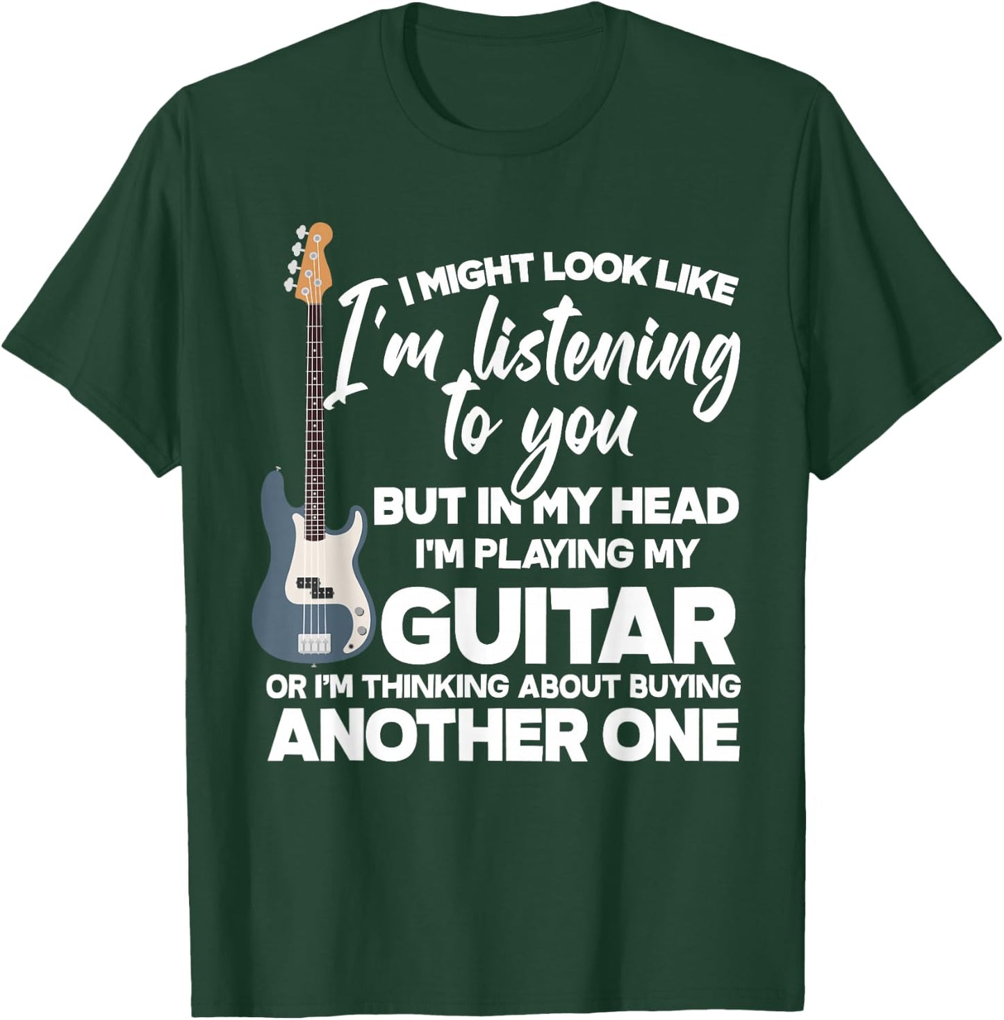 In My Head I'm Playing My Guitar Funny Guitarist T-Shirt - T-Shirt | Forest