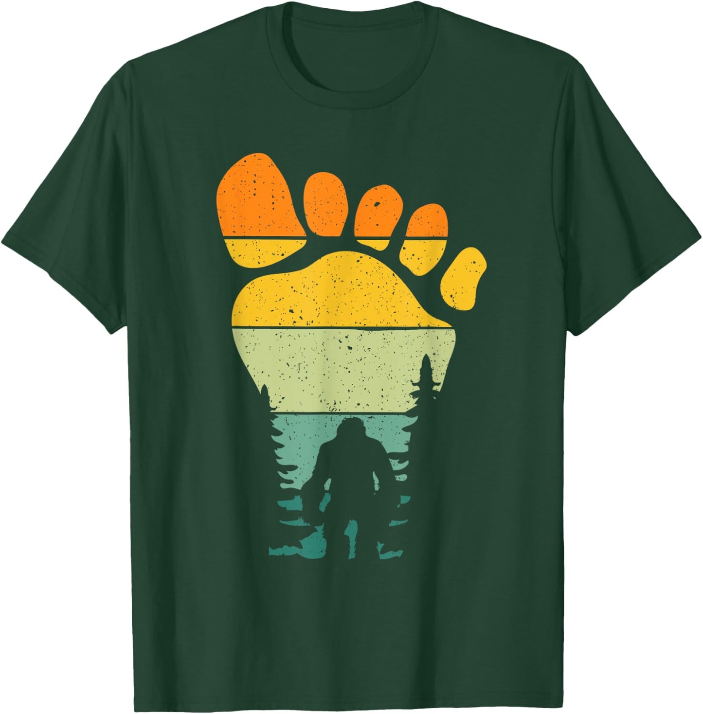 Funny Retro Bigfoot Sasquatch Believer Vintage Footprint T-Shirt - T-Shirt | Forest