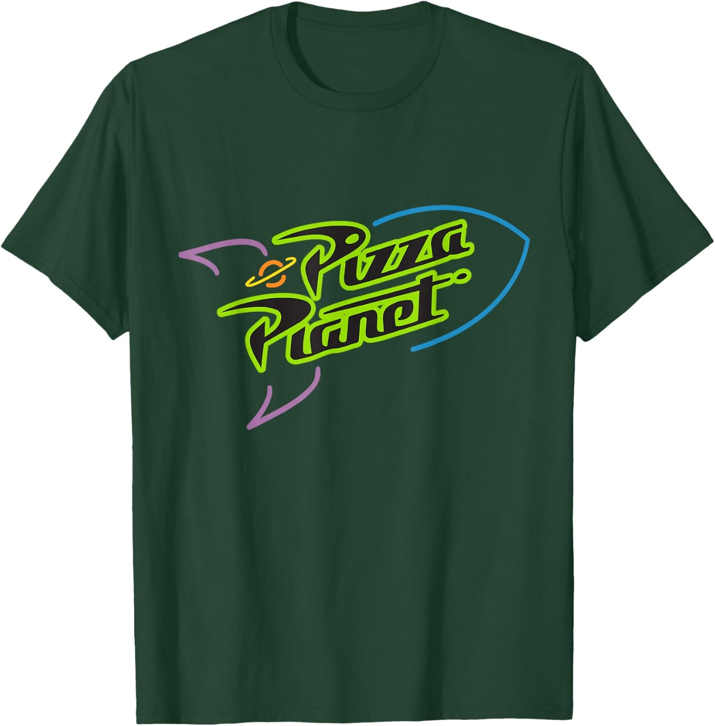 Disney Pixar Toy Story Pizza Planet Rocket Ship Neon T-Shirt - T-Shirt | Forest