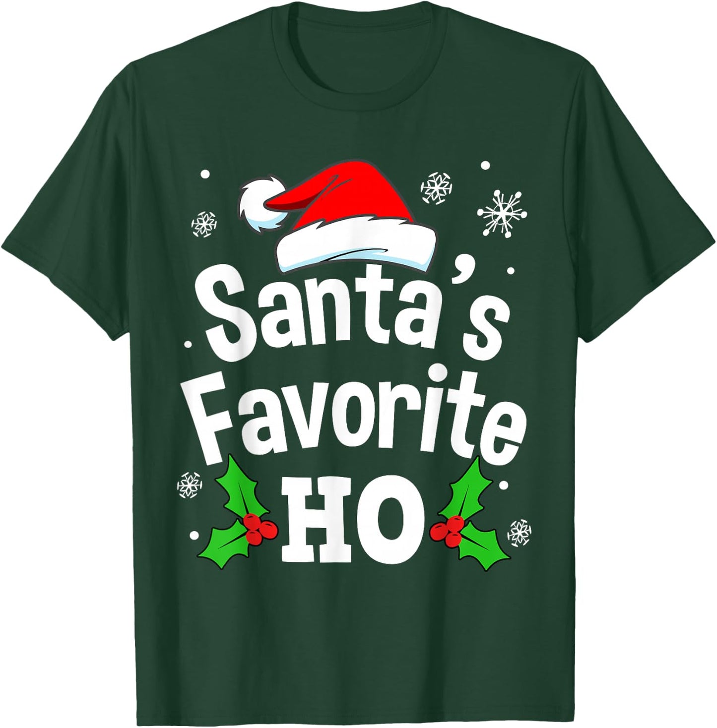 Funny Christmas Santa's Favorite Ho Naughty Pajama Black Adult Cotton Polyester Short Sleeve Small T-Shirt - T-Shirt | Forest