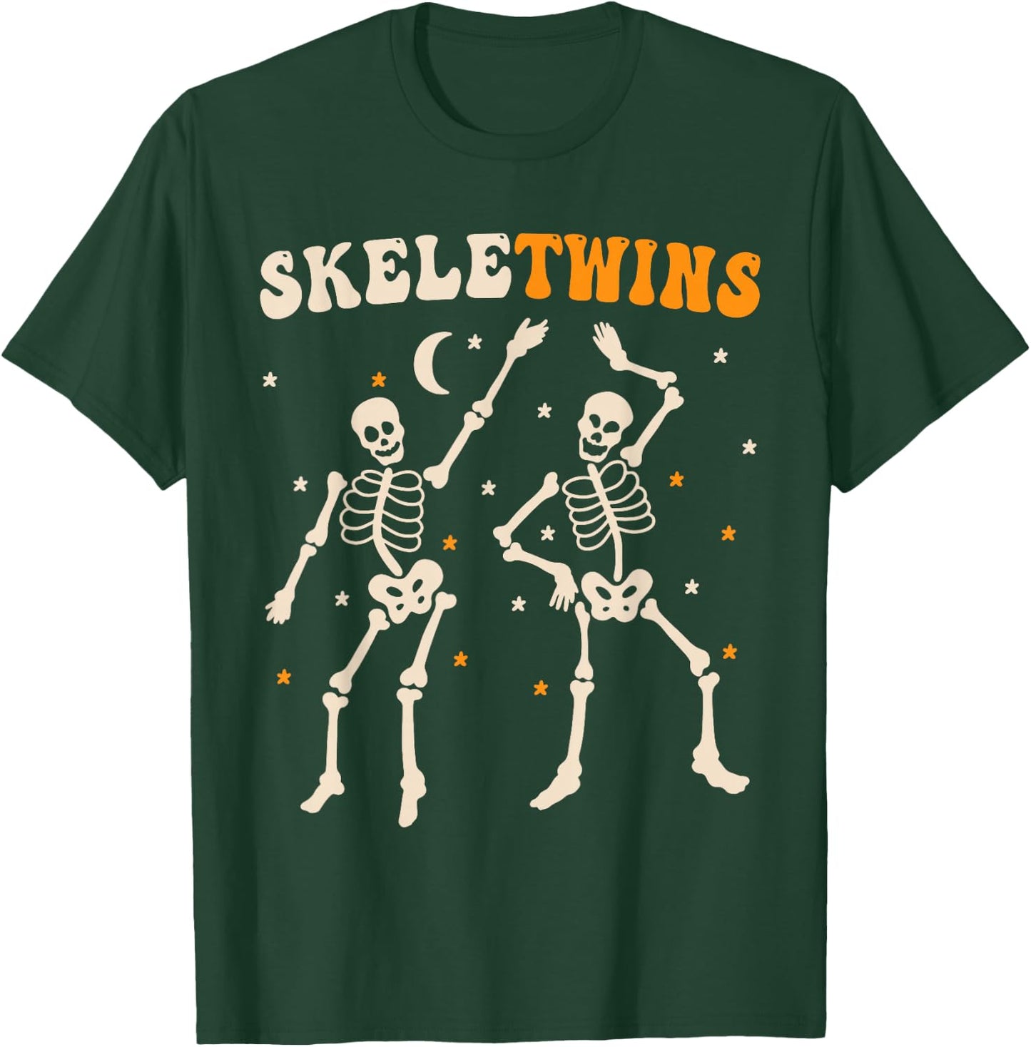 Twins Halloween Matching Skeletwins Funny Dancing Skeletons T-Shirt - T-Shirt | Forest