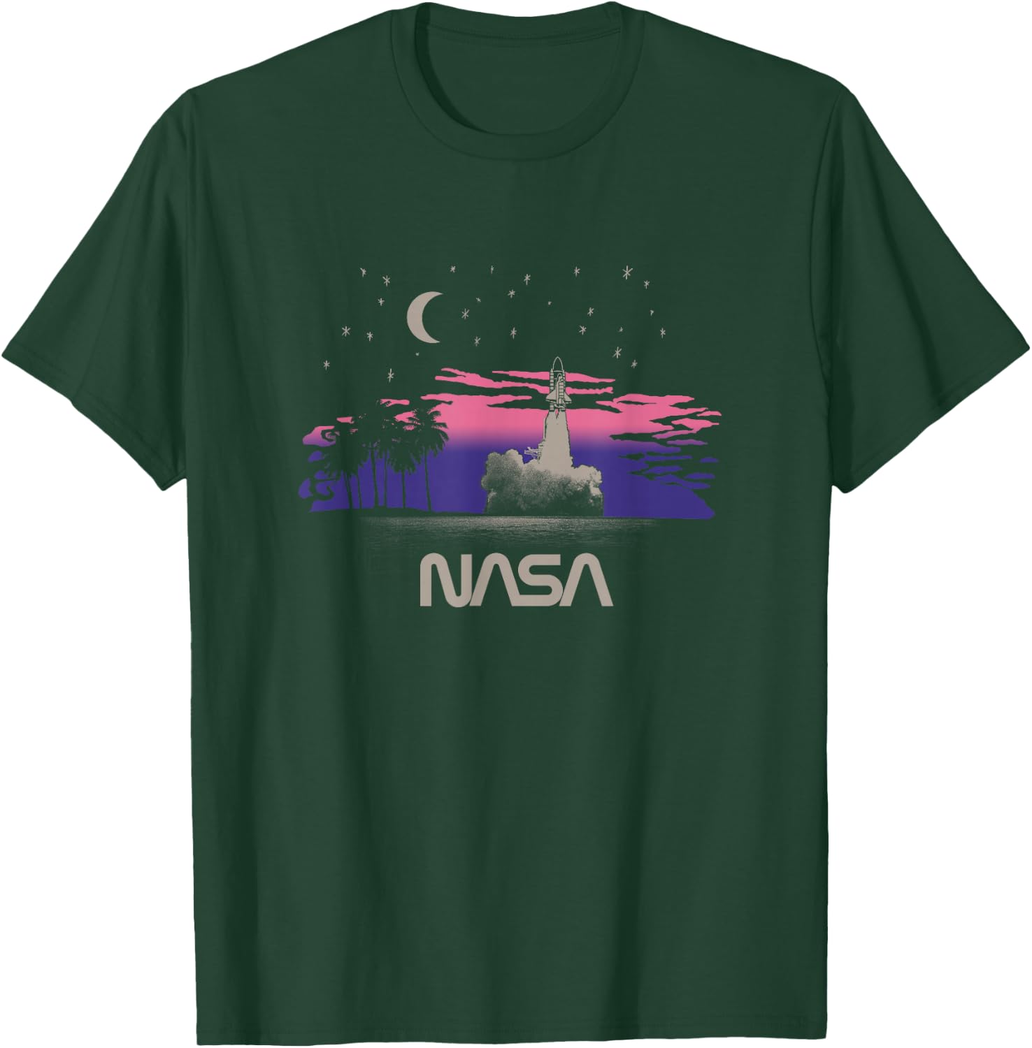 NASA Pink and Purple Sunset Space Shuttle Launch Science T-Shirt - T-Shirt | Forest