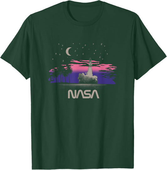 NASA Pink and Purple Sunset Space Shuttle Launch Science T-Shirt - T-Shirt | Forest