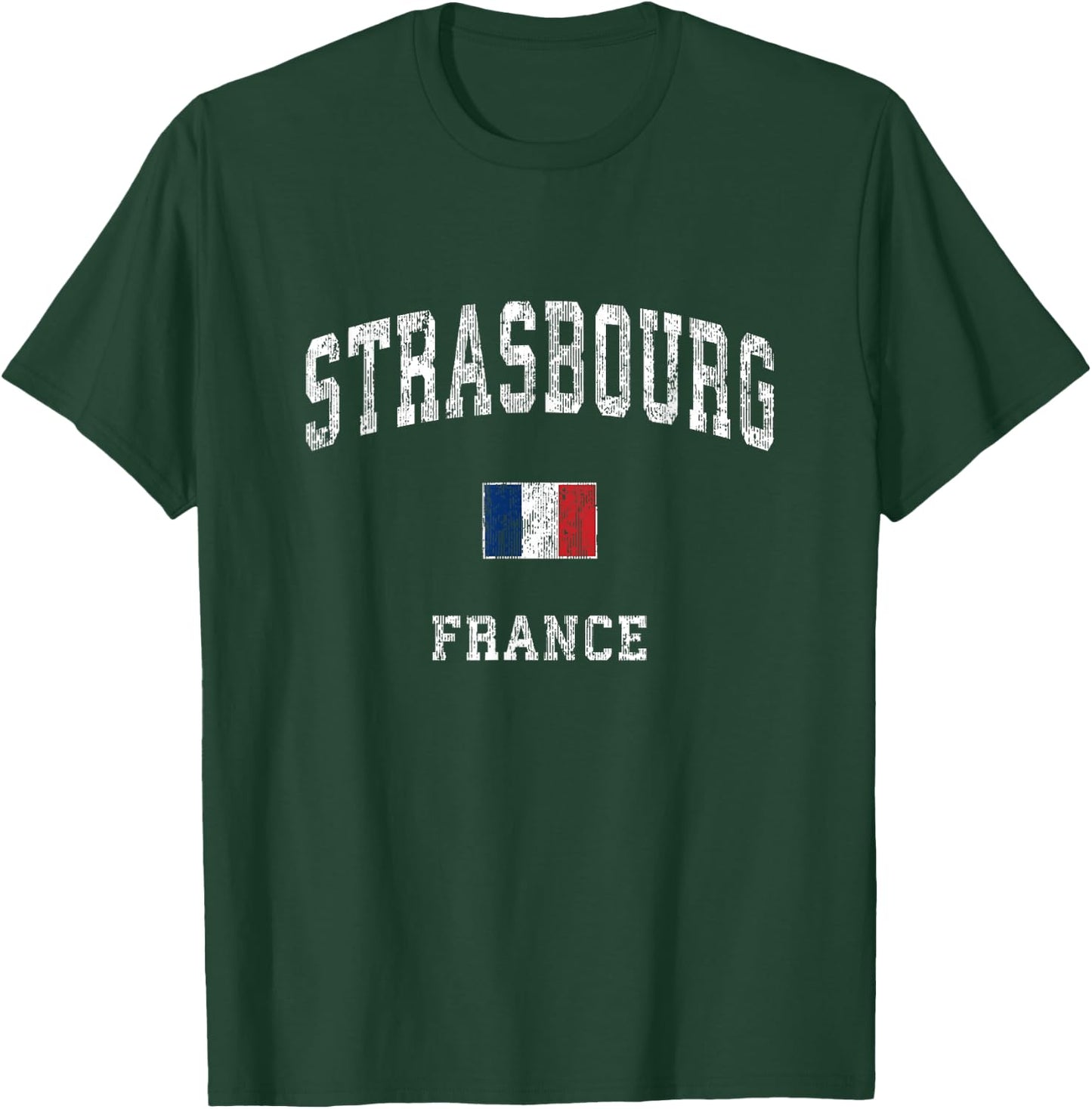 Strasbourg France Vintage Athletic Sports Design T-Shirt - T-Shirt | Forest