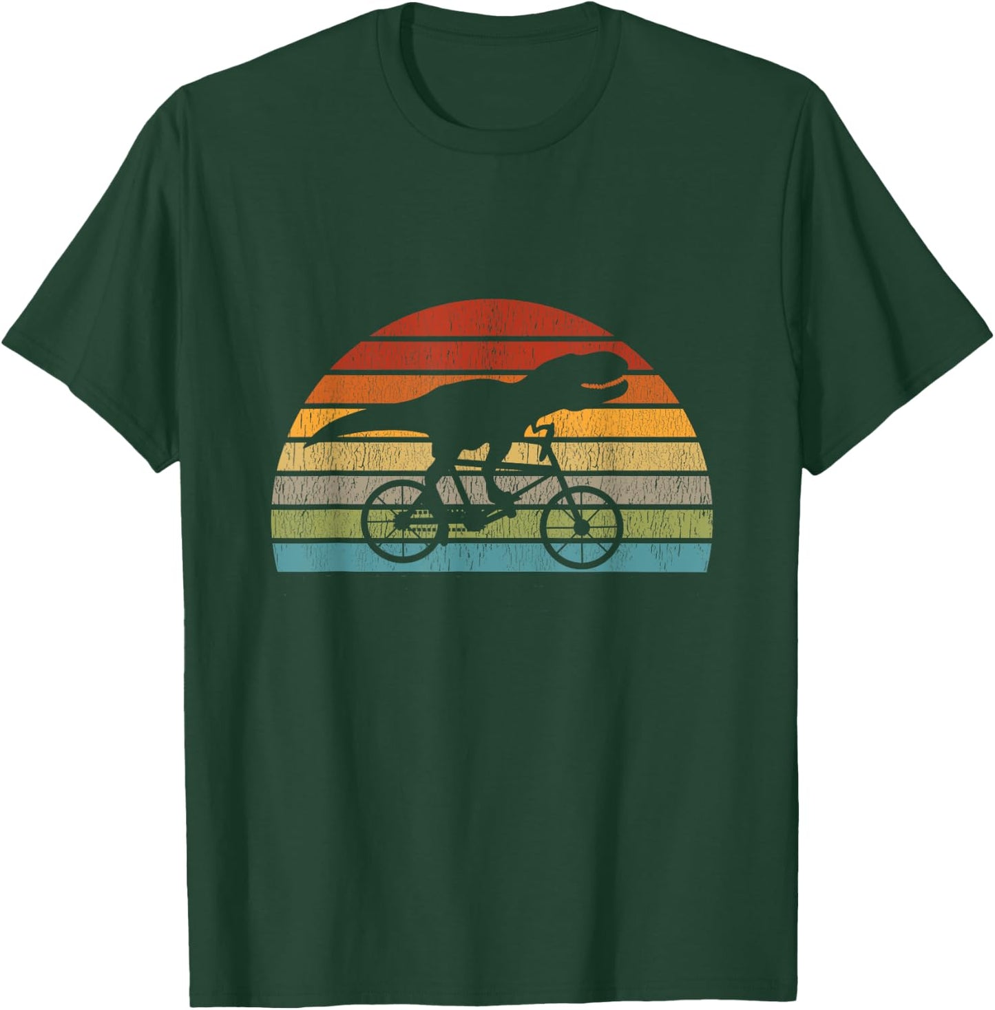 T Rex Dinosaur on a Bicycle bike cycling retro funny biking T-Shirt - T-Shirt | Forest