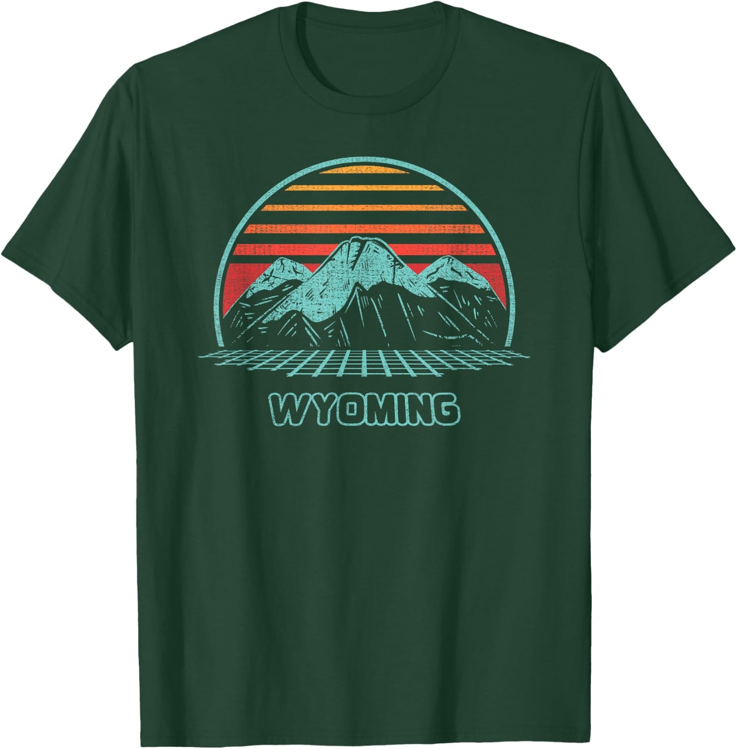 Wyoming Retro Mountain Hiking 80s Style T-Shirt - T-Shirt | Forest