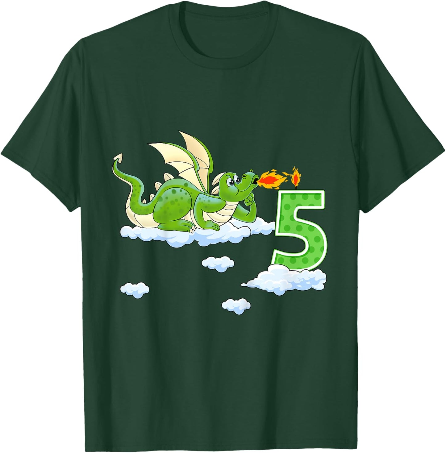 Kids Dragon 5 Year Old Birthday Outfit Boy Knight 5th Birthday T-Shirt - T-Shirt | Forest