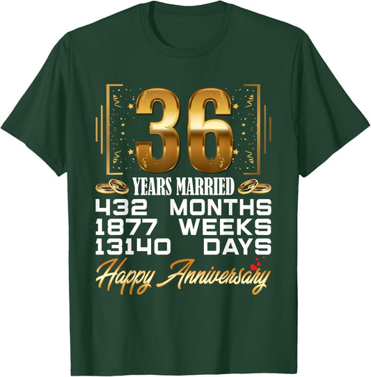 36 Years Married - Funny 36th Wedding Anniversary T-Shirt - T-Shirt | Forest