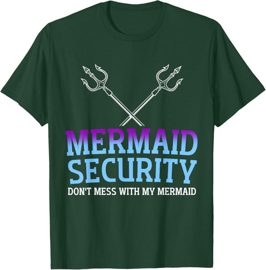 Mermaid Security Mermaid Dad Birthday Merdad Father's Day T-Shirt - T-Shirt | Forest