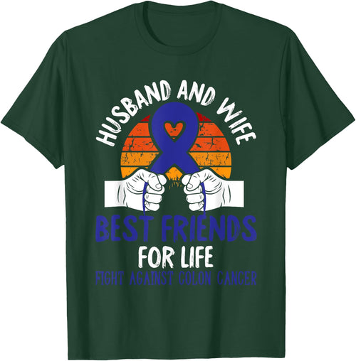 Husband And Wife Colon Cancer Awareness Fight Retro Gifts