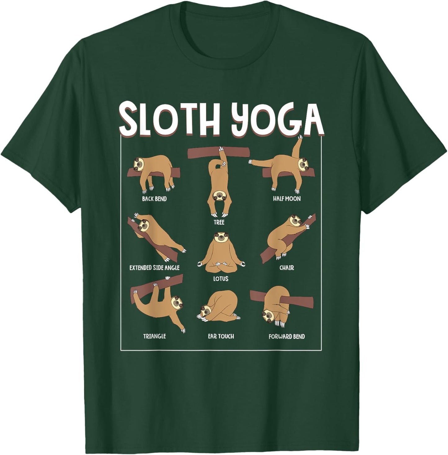 Funny Sloth Yoga Gift Slow Animal Exercise Lovers Men Women T-Shirt - T-Shirt | Forest