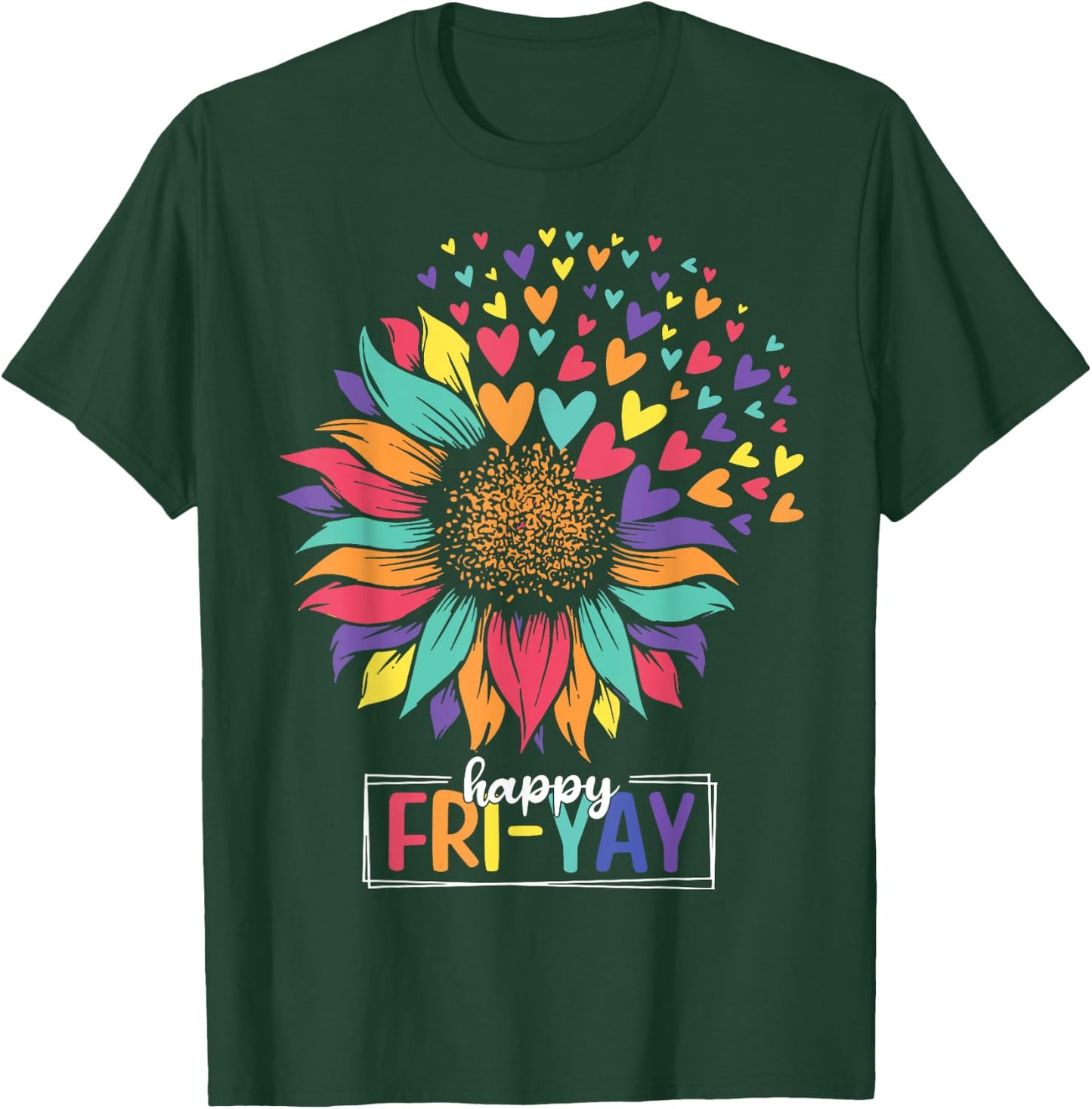 Sunflower Happy Fri-Yay Teacher Friday T-Shirt - T-Shirt | Forest