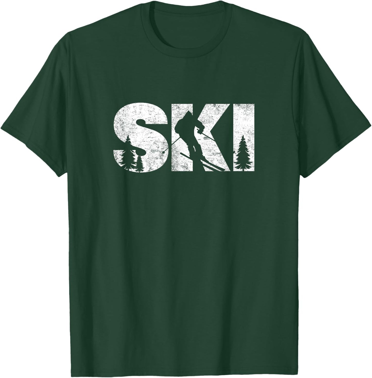 Gifts For Skiers Men Women Snow Skiing Alpine Downhill Ski T-Shirt - T-Shirt | Forest