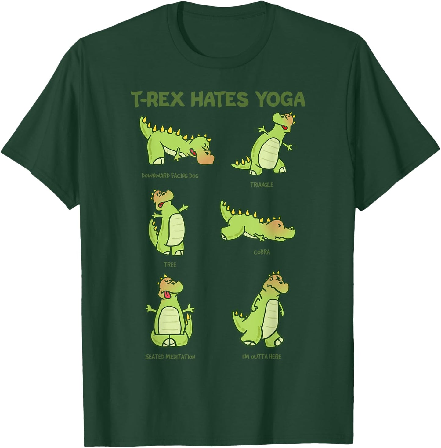 T-Rex Yoga Poses Dinosaur Mindfulness Meditation Dino Meme T-Shirt - T-Shirt | Forest