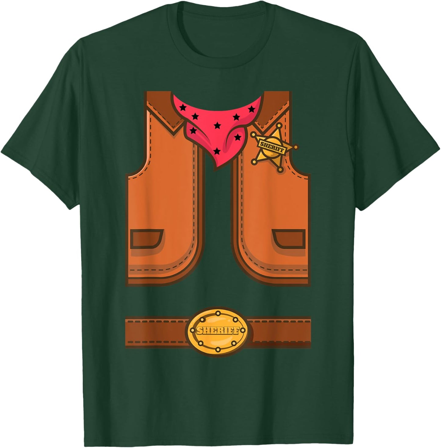 Funny Western Sheriff Halloween Cowboy Vest Simple Costume T-Shirt - T-Shirt | Forest