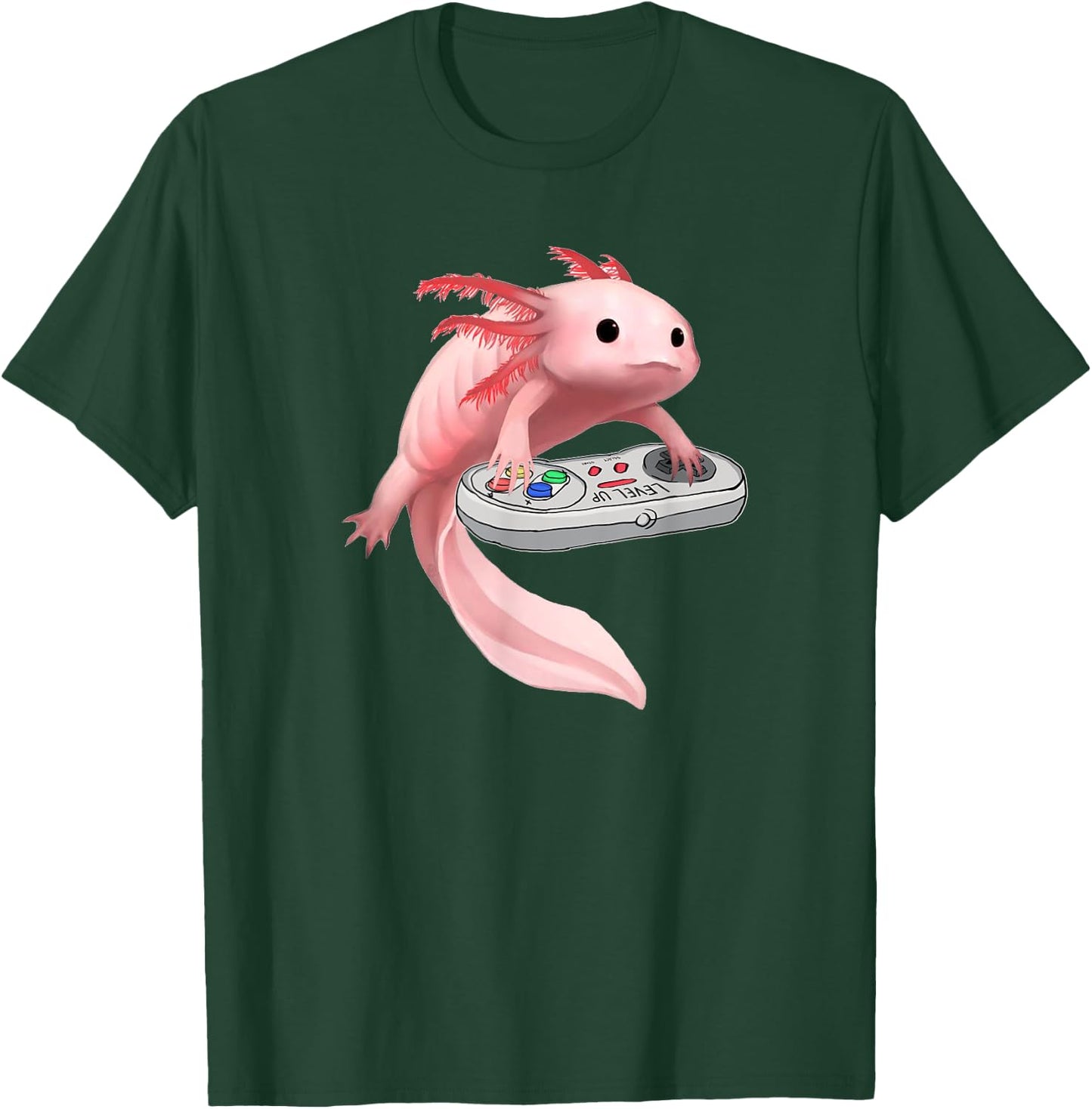Axolotl Fish Playing Video Game White-Axolotl Lizard Gamers T-Shirt - T-Shirt | Forest