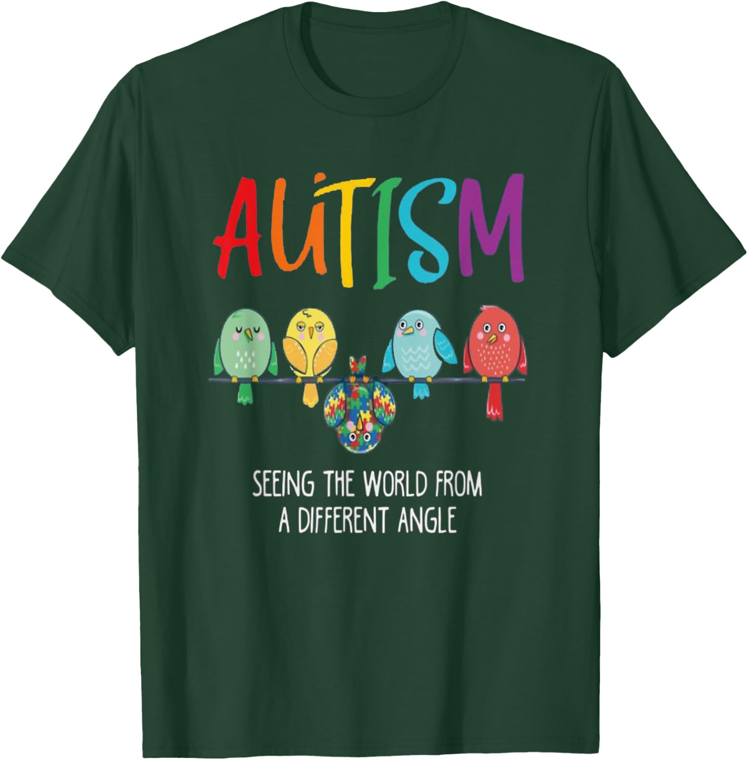 Autism Awareness Cute Owl Color Puzzles autism kids T-Shirt - T-Shirt | Forest